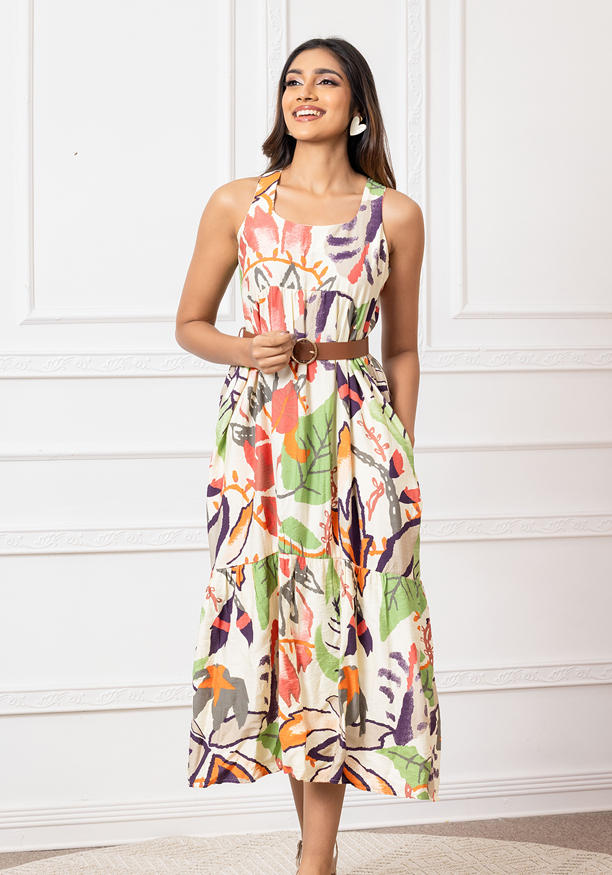 ADRIYANA RED MIX LONG DRESS